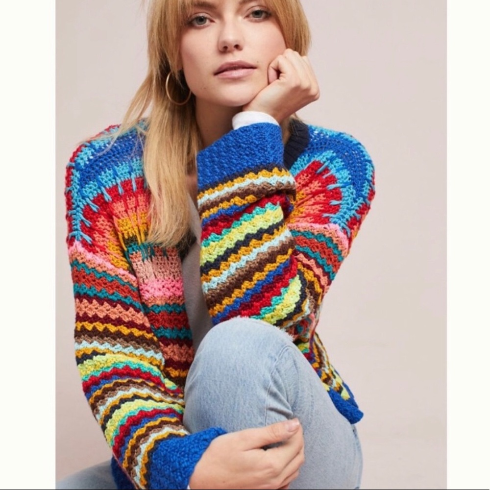 Rainbow Knit Cardigan Sweater By Moth